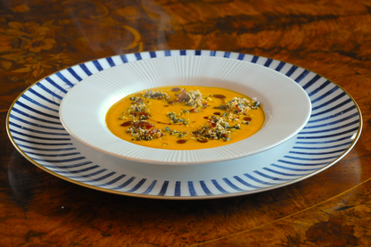 Pumpkin Soup with a Guanciale, White Truffle Oil & Pumpkin Seed Crumble